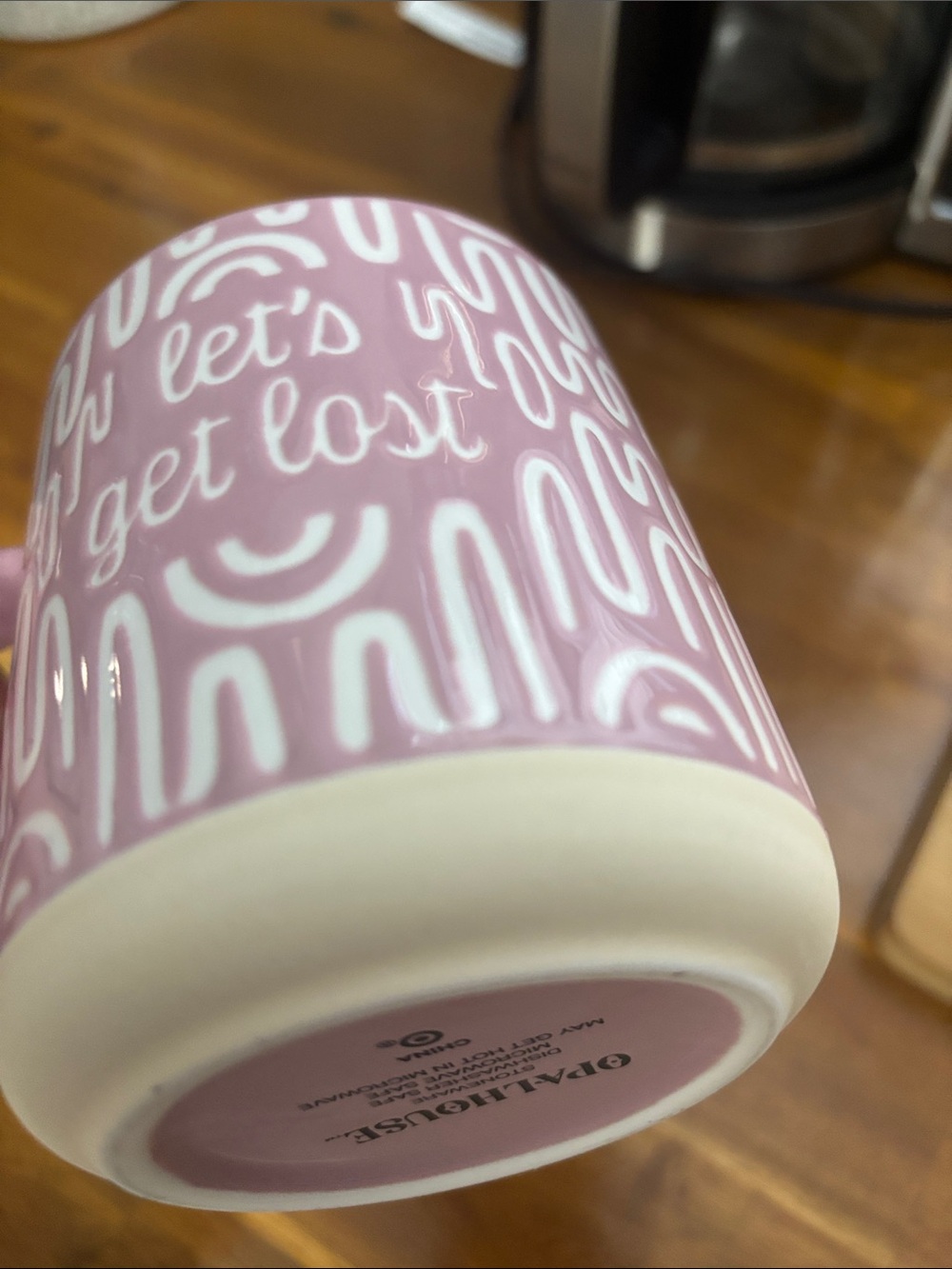 Like new! Opalhouse Pink Ceramic 'let's get lost' Patterned Coffee Mug - Picture 6 of 7